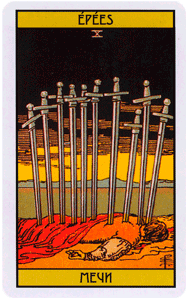Карта Таро Десятка Мечей