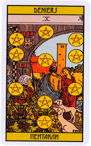 Карта Таро Десятка Пентаклей