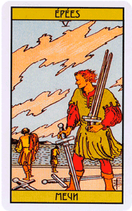 Карта Таро Пятерка Мечей