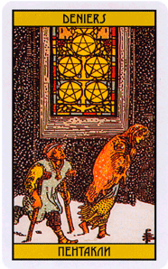 Карта Таро Пятерка Пентаклей