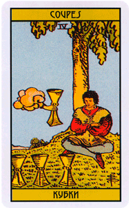 Карта Таро Четверка Кубков