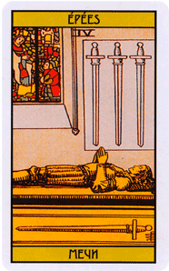 Карта Таро Четверка Мечей